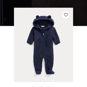 Polo Ralph Lauren Baby Blue Onesie bear coat NWT Size 6 months zipper closure